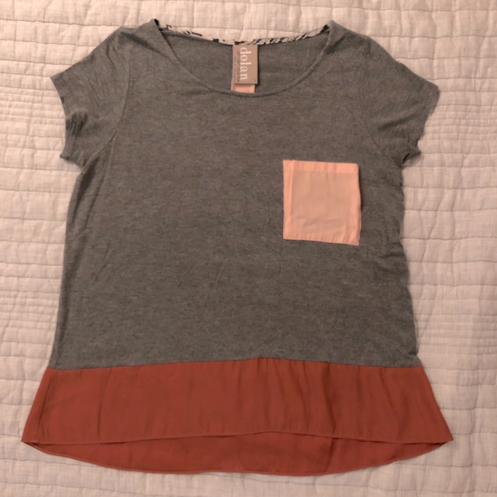 Dolan Jersey Top with burnt orange and peach